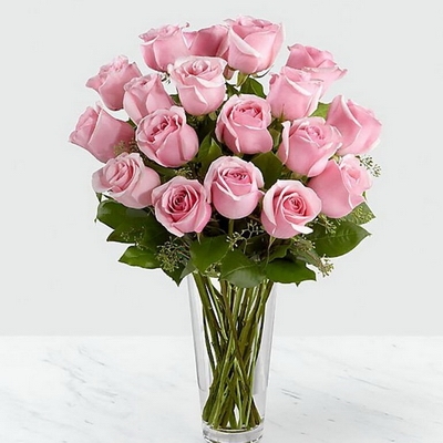 粉玫瑰19枝花瓶花